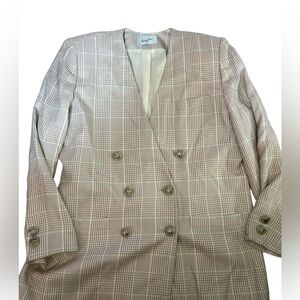 Vintage Jacqueline Ferrar Size Medium pink grey and white houndstooth blazer